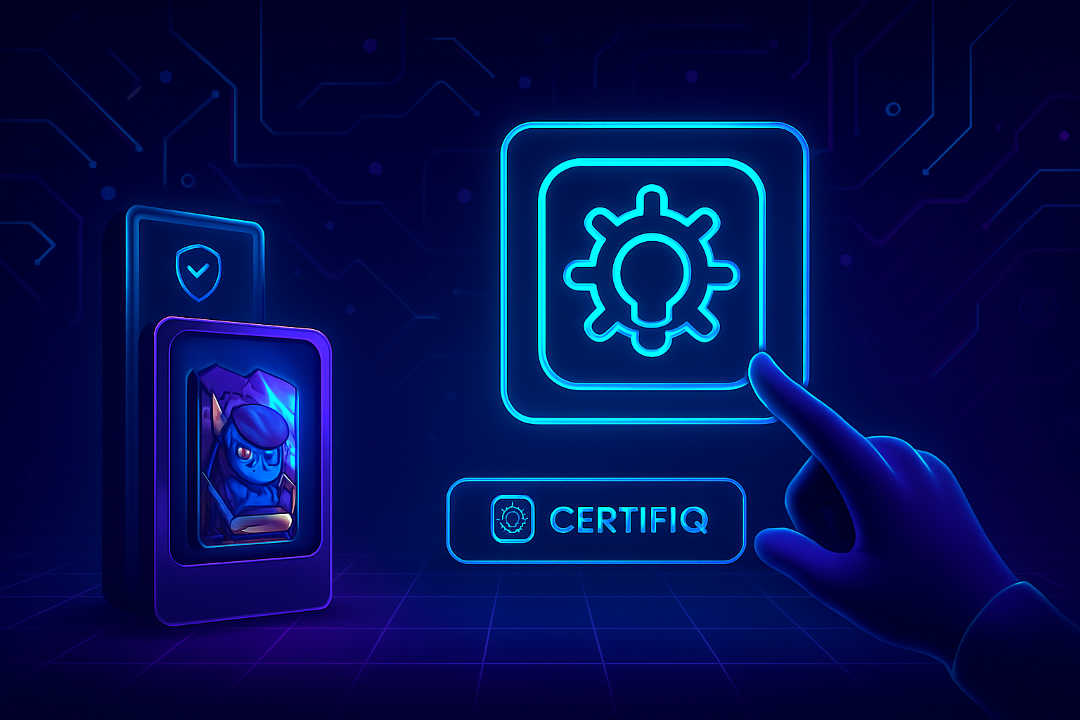 Subtle scene showing a certificate token connected to a wallet